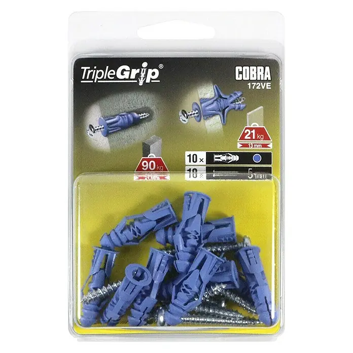 Cobra Univerzalne tiple TripleGrip - Polietilen, 10 kom, S rubom - Pogled sprijeda