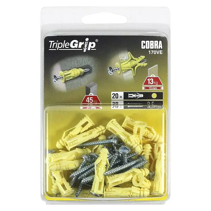 Cobra Univerzalne tiple TripleGrip - Polietilen, 20 kom, S rubom - Pogled sprijeda