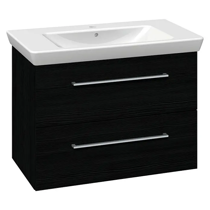 Scanbad Multo+ Waschtisch mit Unterschrank Lotto - Breite: 85 cm, Schwarz, Strukturiert