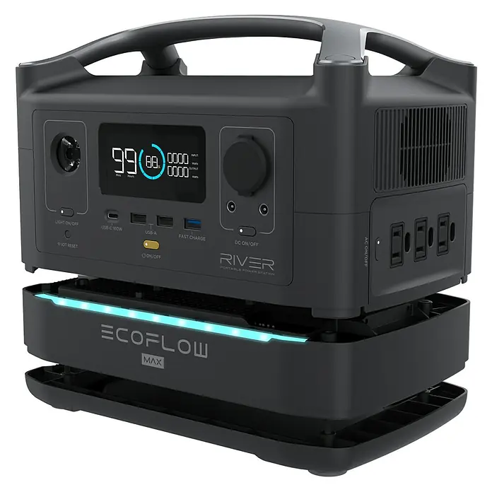 EcoFlow Batería River Max - 10 Ah, Negro - Vista angular