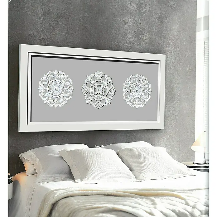 Cuadro de madera Mandala X3 - Mandalas Blanco/Gris, An x Al: 120 x 55 cm - Foto ambiente