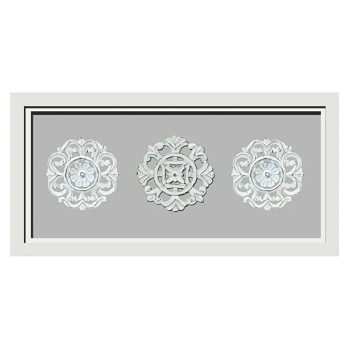 Cuadro de madera Mandala X3 - Mandalas Blanco/Gris, An x Al: 120 x 55 cm - Vista frontal