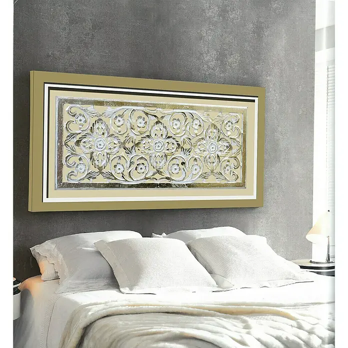 Cuadro de madera Mandalas - Mandalas Dorado/Piedra, An x Al: 124 x 63 cm, 1 pzs. - Foto ambiente
