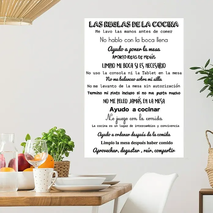 Adhesivos decorativos Reglas de la cocina - 68 x 48 cm - Foto ambiente