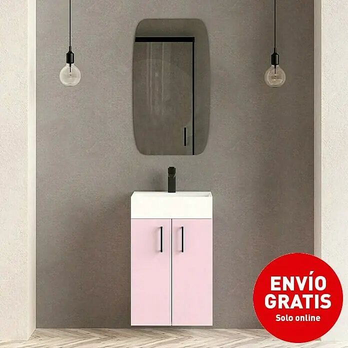 Conjunto de mueble de baño Palma - 45 cm, 2 piezas, Rosa, Mate - Imagen de campaña