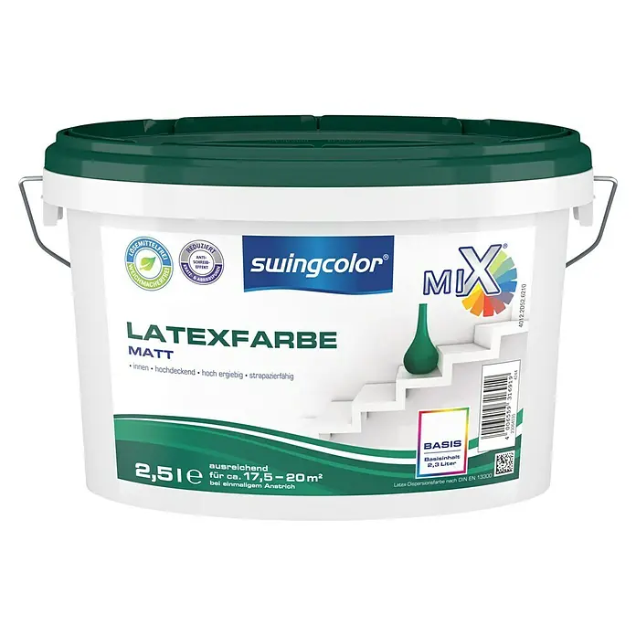swingcolor Mix Latexfarbe Basis 2 - Basismischfarbe, 2,5 l, Matt - Vorderansicht