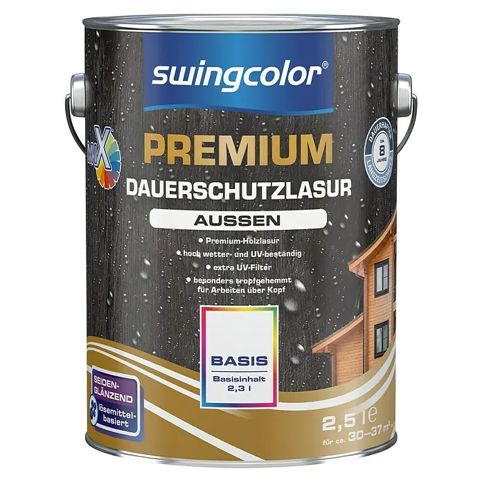 swingcolor Mix Dauerschutzlasur - Basismischfarbe, 2,5 l, Seidenglänzend - Vorderansicht