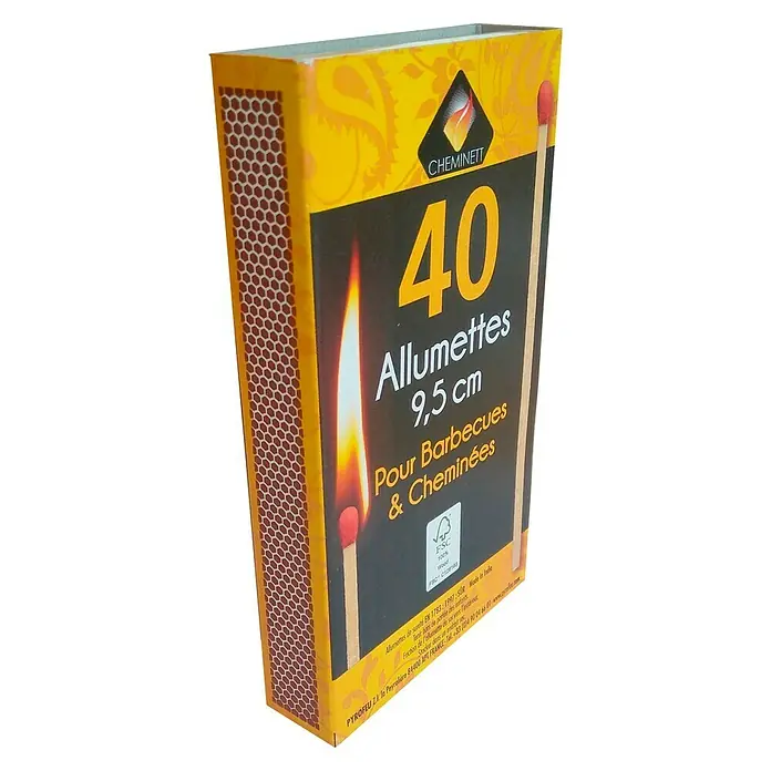 Fósforos largos - 40 uds., Fuego para chimenea y barbacoa