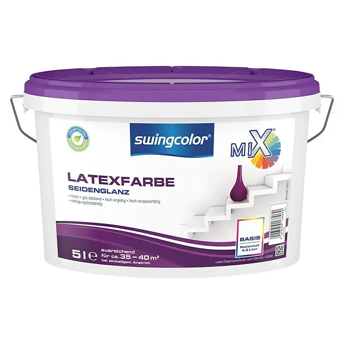 swingcolor Mix Latexfarbe Basis 4 - Basismischfarbe, 5 l, Seidenglänzend - Vorderansicht