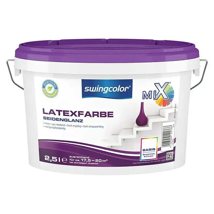 swingcolor Mix Latexfarbe Basis 1 - Basismischfarbe, 2,5 l, Seidenglänzend - Vorderansicht