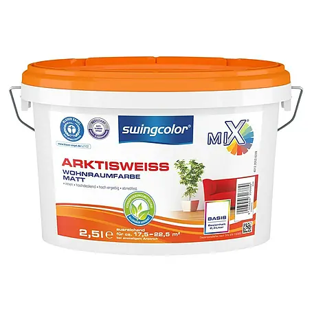 swingcolor Mix Wandfarbe Arktisweiß Basis 4