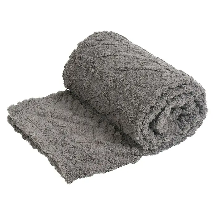 Manta Jacquard - Gris, 160 x 130 cm - Vista angular