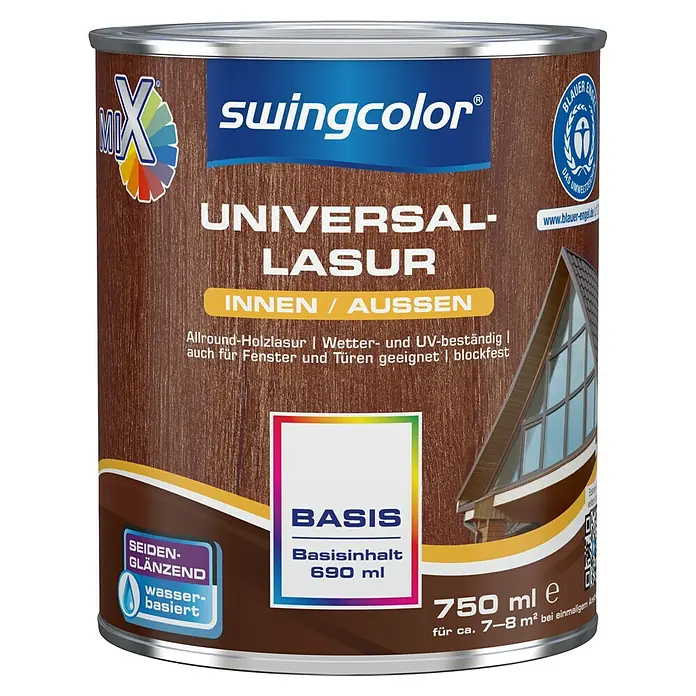 swingcolor Mix Universal-Lasur - Basismischfarbe, 750 ml, Seidenglänzend, Wasserbasiert - Vorderansicht