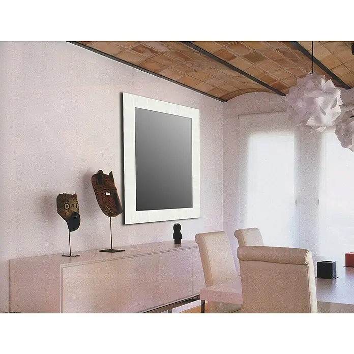 Espejo con marco Cuadraditos - 64 x 86 cm, Blanco - Foto ambiente