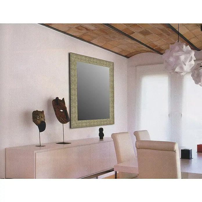Espejo con marco Cuadraditos - 64 x 86 cm, Dorado - Foto ambiente