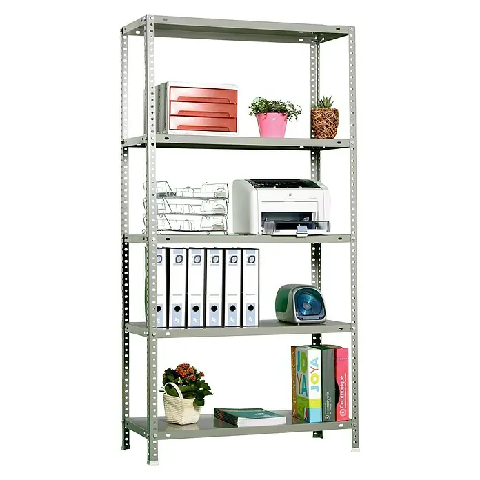 Simonrack Comfort Metallregal - L x B x H: 30 x 90 x 180 cm, Traglast: 100 kg/Boden, Anzahl Böden: 5 Stk., Schrauben, Grau