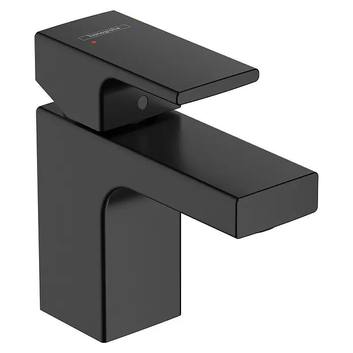Hansgrohe Vernis Shape Waschtischarmatur 70 - Höhe: 12,7 cm, Schwarz, Matt - Diagonale Ansicht