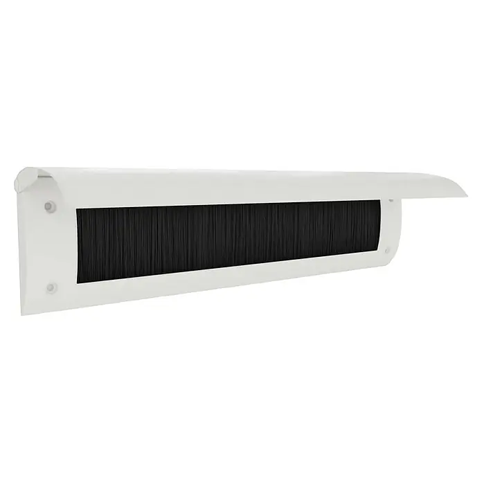 Briefplaat binnen met klep Luxe Structuur - Wit RAL 9003, Aluminium - Diagonaal zicht