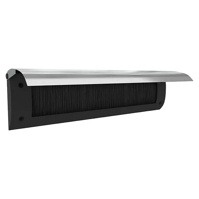 Briefplaat binnen met klep Luxe - Zwart/Grijs, Aluminium - Diagonaal zicht