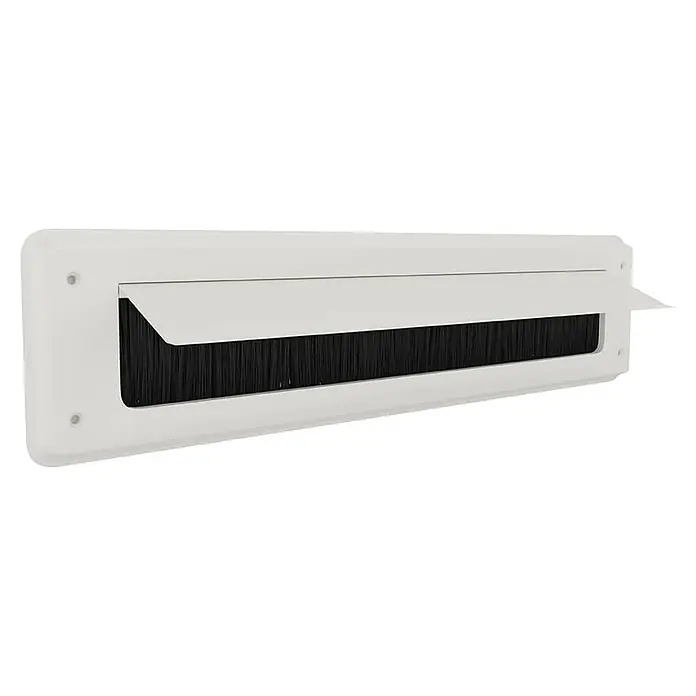Briefplaat binnen met klep Classic - Wit RAL 9016, Aluminium - Diagonaal zicht