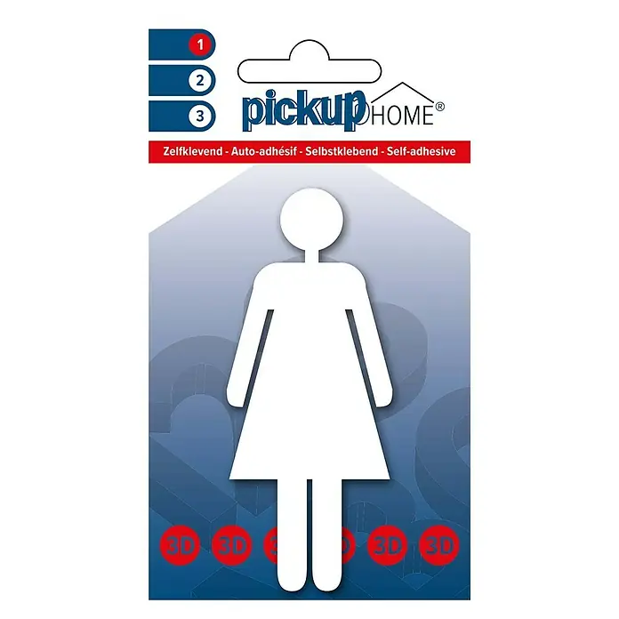 Pickup 3D Home Naljepnica za WC - Motiv: Gospođe, Bijele boje, Visina: 10 cm - Pogled sprijeda