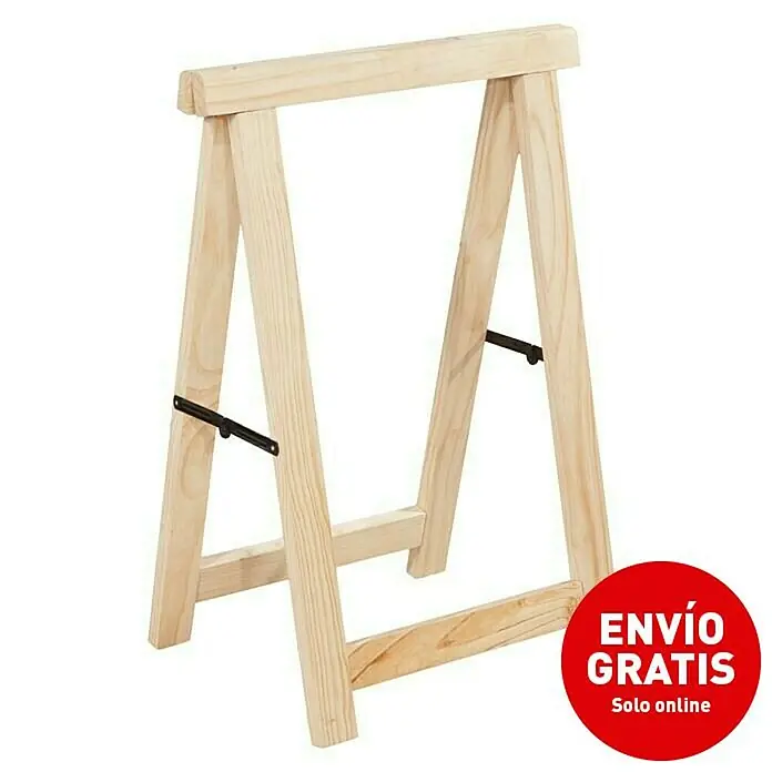 Astigarraga Caballete plegable de madera plegable - Peso máximo admitido: 400 kg con 2 caballetes de madera, Altura: 75 cm, Pino - Imagen de campaña