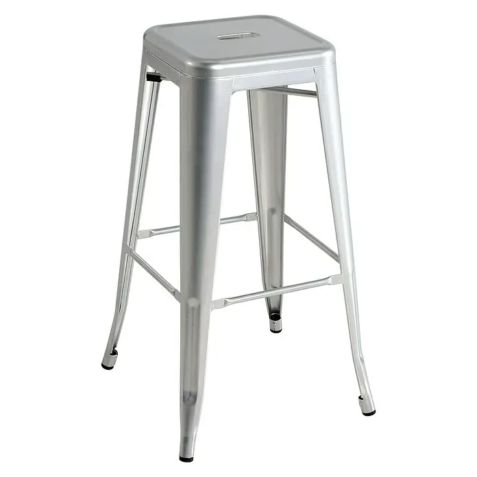 Taburete alto - L x An x Al: 43 x 43 x 76 cm, Plateado