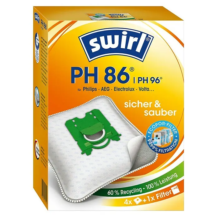 Swirl Vrećica za usisivač - 4 kom, Namijenjeno za: Usisavač Philips, Usisavač AEG, Usisavač Electrolux, Usisavač Volta - Dijagonalni pogled
