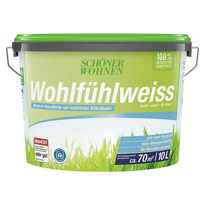 SCHÖNER WOHNEN-Farbe Wandfarbe Wohlfühlweiß - Weiß, 10 l, Matt - Vorderansicht