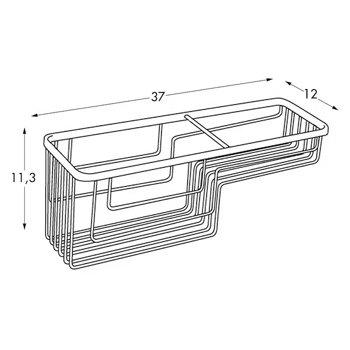 Tatay Aluminium Cesta de baño rectangular - 12 x 37 x 11,5 cm, Plateado