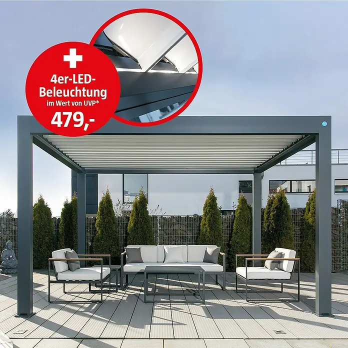 Gartenpavillon Lamellen-Pergola - 523 x 300 cm, Anthrazit - Kampagnenbild