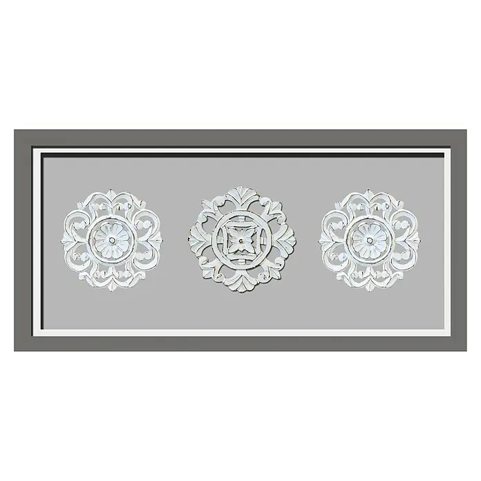 Cuadro de madera Mandala X3 - Mandalas Plateado/Gris, An x Al: 120 x 55 cm - Vista frontal