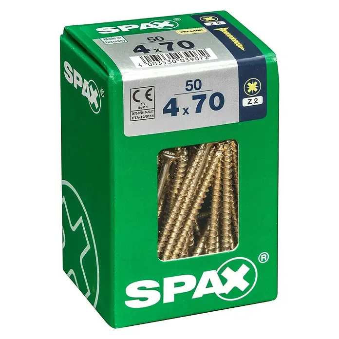 Spax Univerzalni vijak - 4 x 70 mm, Puni navoj, 50 kom - Pogled s lijeve strane