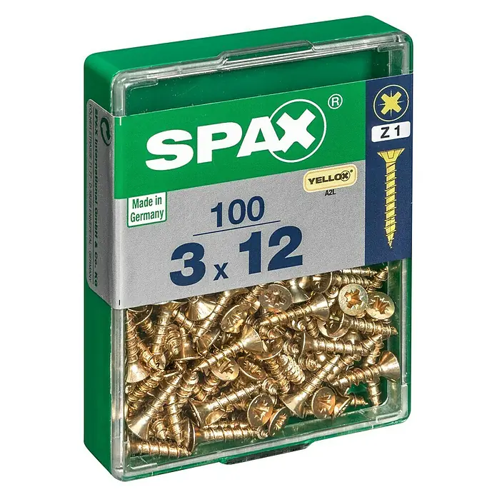 Spax - 3 x 12 mm, Puni navoj, 100 kom - Pogled s lijeve strane