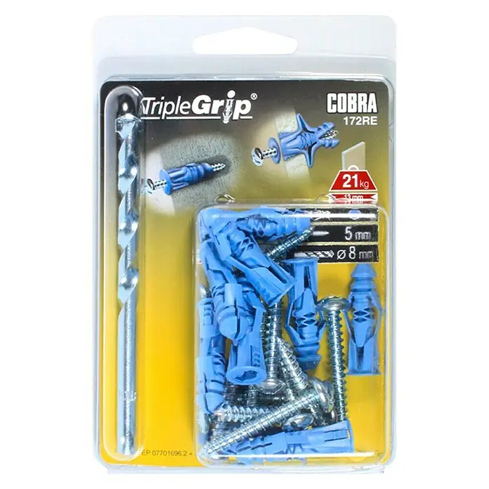 Cobra Univerzalne tiple TripleGrip - Polietilen, 8 kom, S rubom - Pogled sprijeda