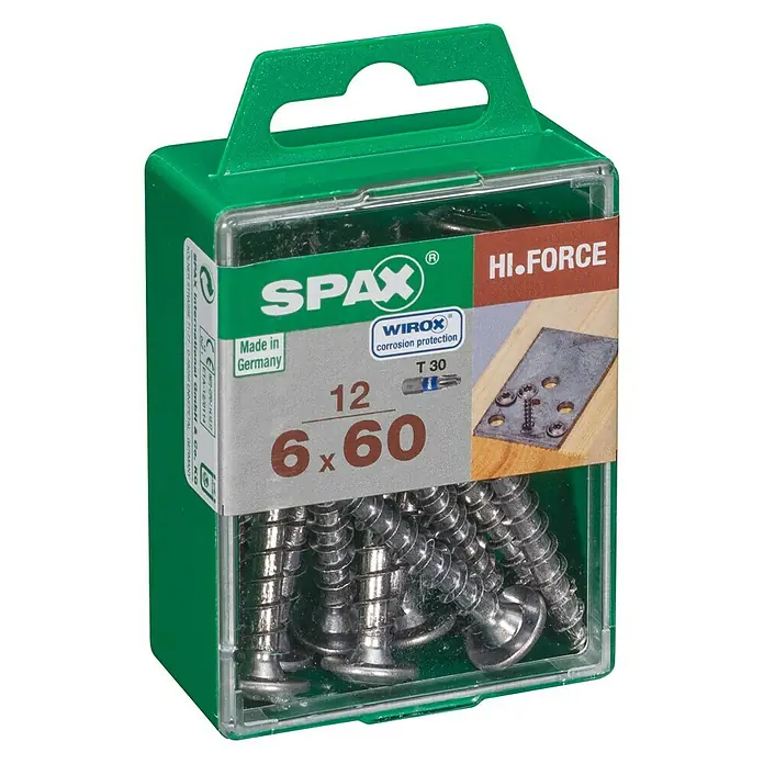 Spax Vijak s ravnom glavnom HI.FORCE - Ø x D: 6 x 60 mm, Površina WIROX, T-Star plus, 12 kom - Pogled s lijeve strane