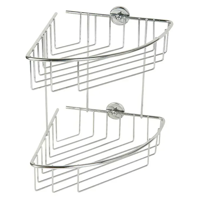 Tesa Kutna košarica za tuš kabinu - 20,3 x 20,5 x 27,5 cm, 2-katno, Kromirano