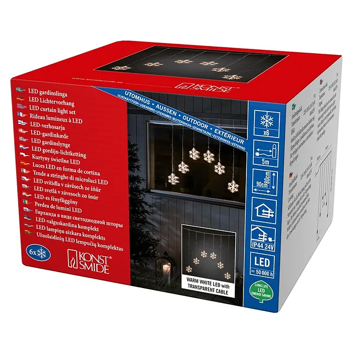 Konstsmide Led-lichtgordijn Sneeuwvlok - Buiten, 2 W - Diagonaal zicht