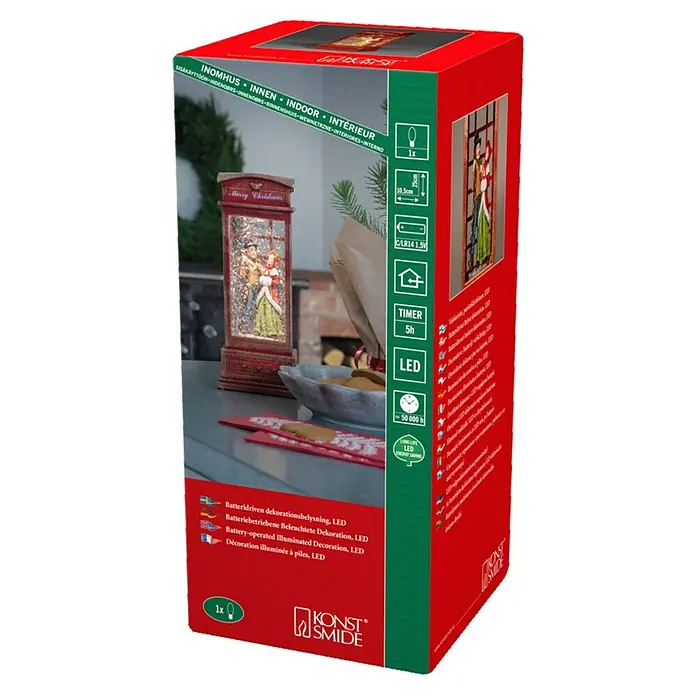 Konstsmide Led-kerstverlichting Telefooncel - l x b x h: 10,5 x 10,5 x 25 cm - Diagonaal zicht