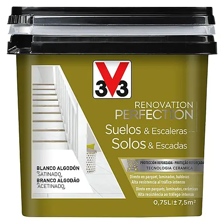 V33  Esmalte de color Renovación suelos de cerámica blanco algodón