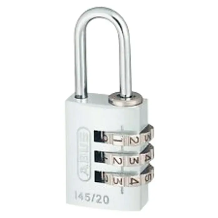 Abus Candado con combinación 145/20 - An x L: 22,5 x 82,5 mm, Aluminio, Número de dígitos en combinación: 3 ud., Plateado