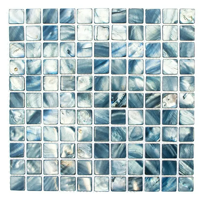 Mosaikfliese Quadrat Mix SM 2582 - 30 x 30 cm, Blau/Grau, Glänzend - Ansicht von oben