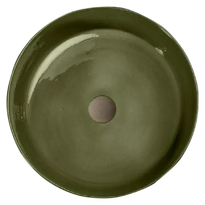 Cipì Nasadni okrugli umivaonik Index Emerald Buddha - Promjer: 42 cm, bez izljeva, Zelene boje - Pogled odozgo