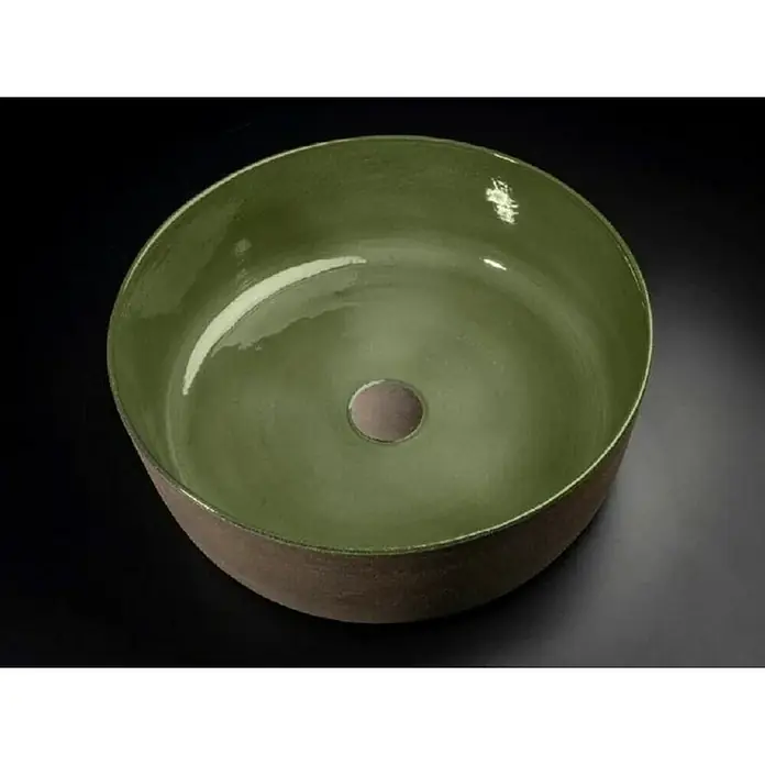 Cipì Nasadni okrugli umivaonik Index Emerald Buddha - Promjer: 42 cm, bez izljeva, Zelene boje - Živopisni prikaz