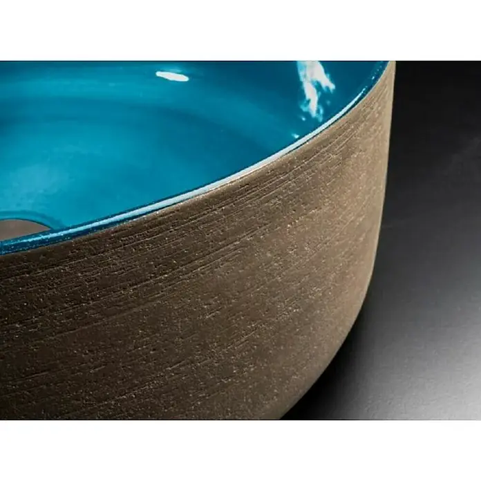 Cipì Nasadni okrugli umivaonik Index Blue Sardinia - Promjer: 42 cm, bez izljeva, Plava - Detaljan prikaz