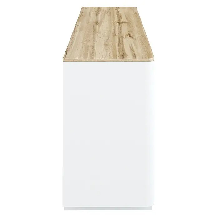 Phönix Arctic Sideboard - L x B x H: 45 x 150 x 77,2 cm, Weiß, Braun, Anzahl Schubladen: 3 Stk., Anzahl Türen: 2 Stk. - Rechte Seitenansicht