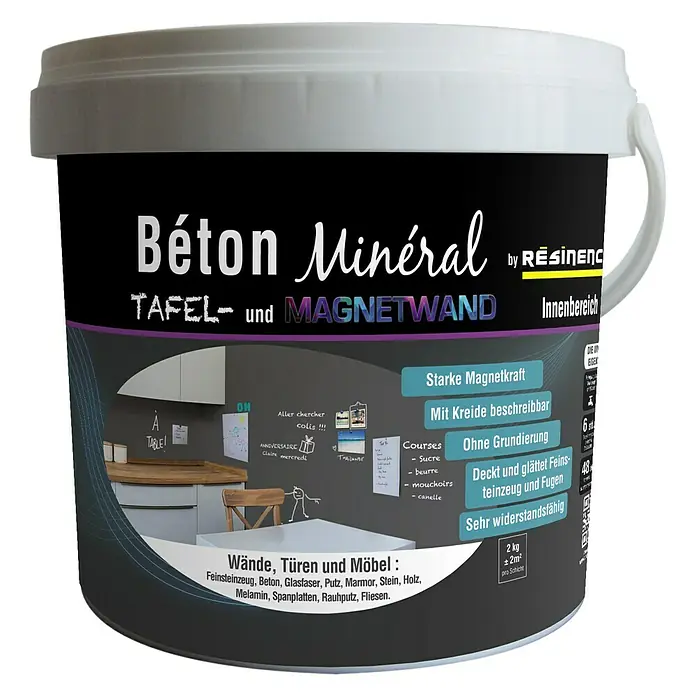 Résinence Béton Minéral Grundspachtel Tafel- und Magnetwand - Merkur, 2 kg, Matt - Vorderansicht