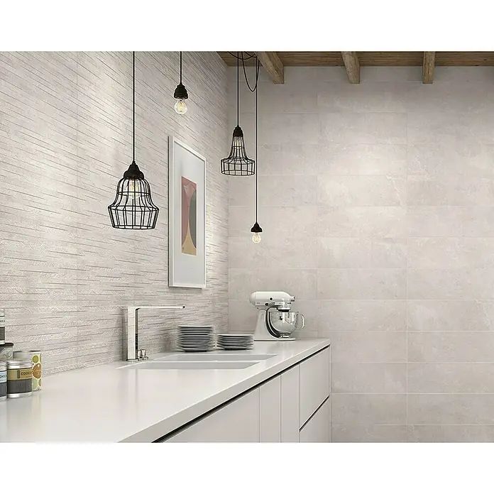 Revestimiento cerámico Milano Concept - 24 x 69 cm, Gris, Rectificado, Efecto cemento