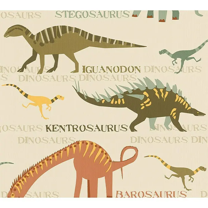 AS Creation Boys And Girls 6 Papiertapete Dinosaurier - Bunt, Motiv, 10,05 x 0,53 m - Detailaufnahme