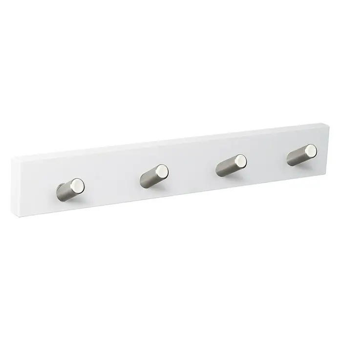 Nesu Perchero 9400 - L x An x Al: 40 x 6 x 1,6 cm, Número de ganchos: 4 ud., Blanco/Acero inoxidable
